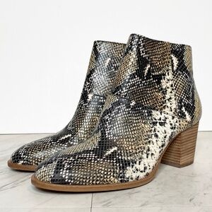 Madewell Rosie Snakeskin Print Heeled Booties 9